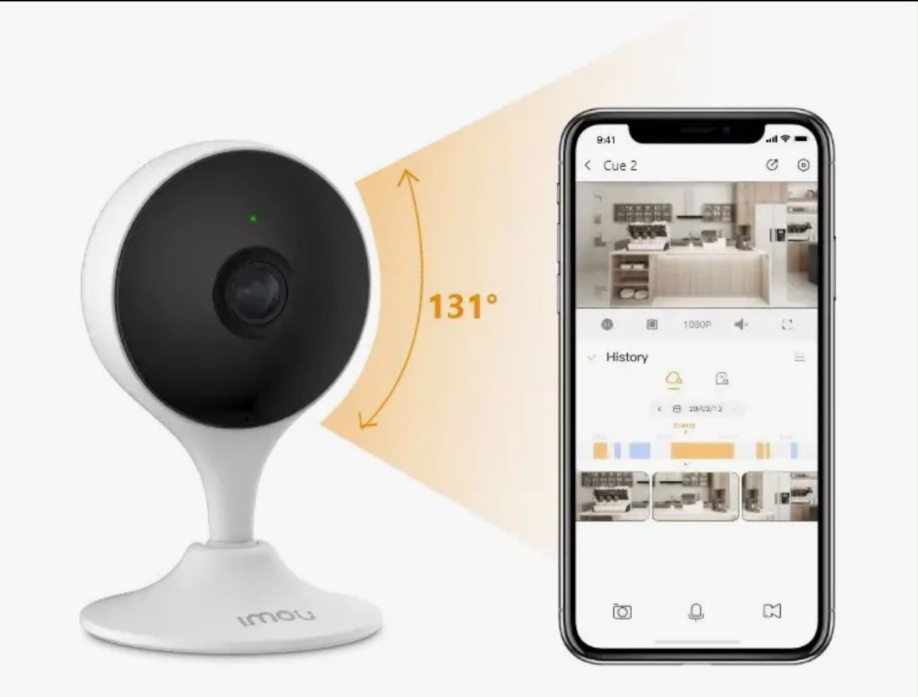 CUE 2 Smart WiFi Indoor Security Camera – Full HD 2K, Night Vision & Two-Way Audio
