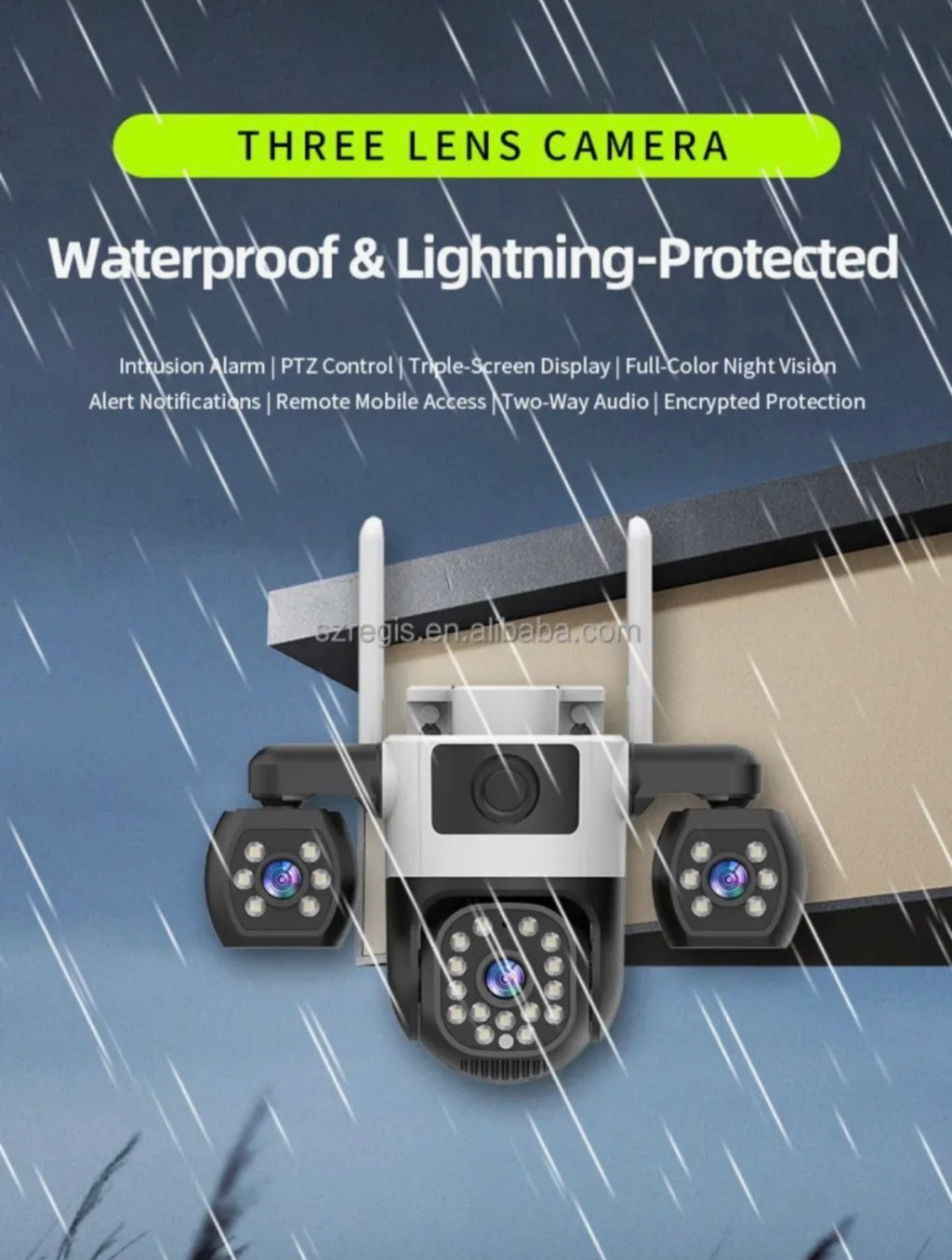 V380 Pro 4G WiFi PTZ Security Camera – 3 Lens, Human Detection, Night Vision
