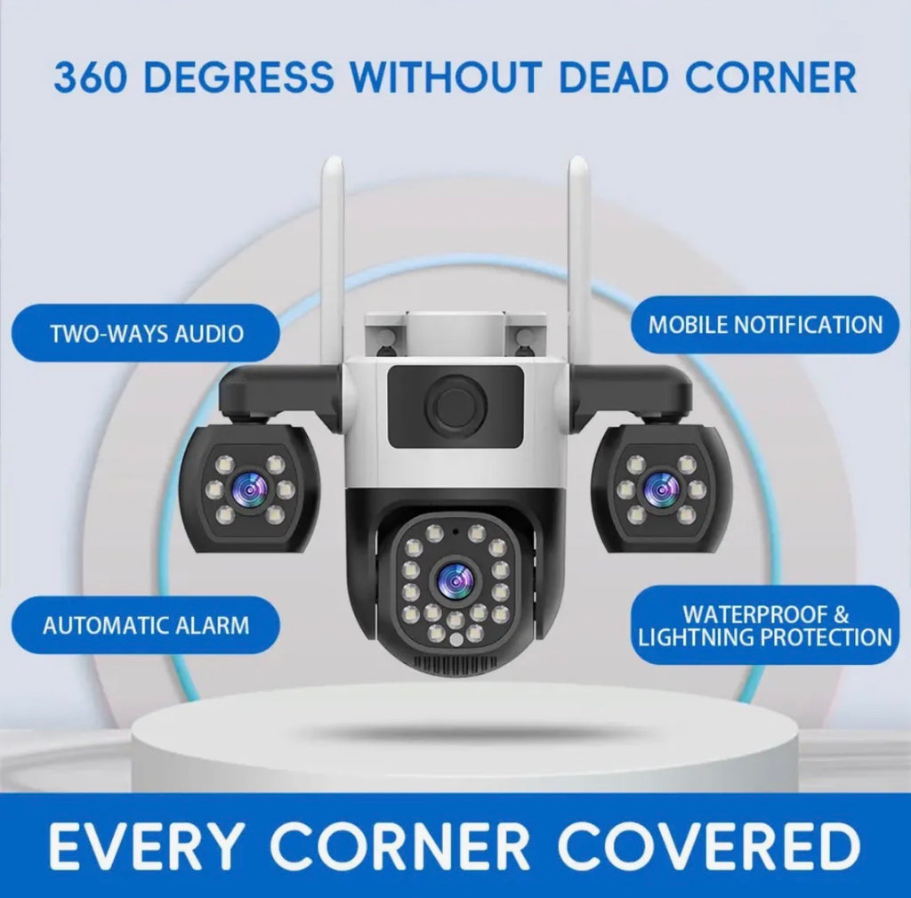 V380 Pro 4G WiFi PTZ Security Camera – 3 Lens, Human Detection, Night Vision