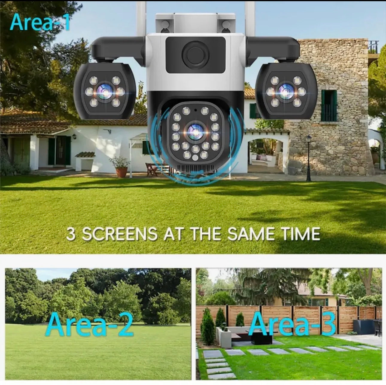 V380 Pro 4G WiFi PTZ Security Camera – 3 Lens, Human Detection, Night Vision