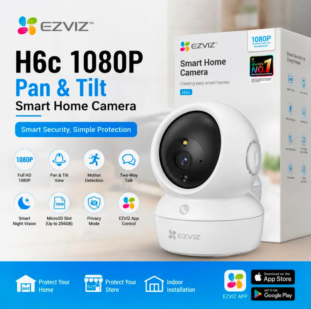 EZVIZ H6c 1080p WiFi Indoor Security Camera | Pan & Tilt | Smart Night Vision