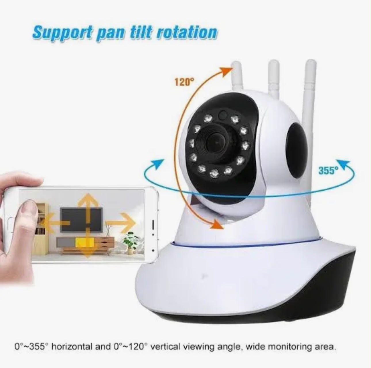 WiFi 720P Pan Tilt Security IP Camera – 360° Panoramic View, Motion Detection & Night Vision