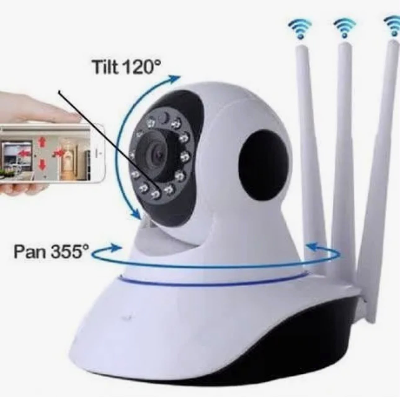 WiFi 720P Pan Tilt Security IP Camera – 360° Panoramic View, Motion Detection & Night Vision