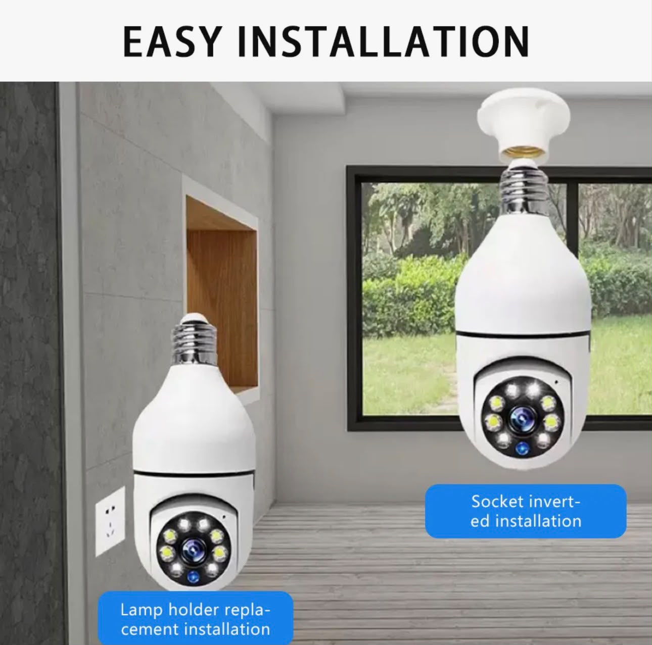 360° WiFi Smart Bulb Security Camera – E27 Socket, Full HD Night Vision & Motion Detection