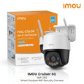 IMOU Cruiser SC 2K AI Security Camera, Wi-Fi 6, Pan-Tilt, Color Night Vision, Red-Blue Warning Lights, Two-Way Audio, Weather-Resistant