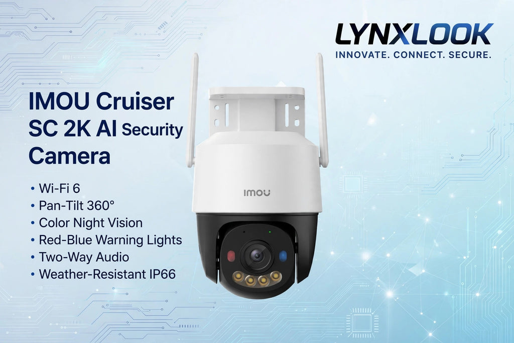 IMOU Cruiser SC 2K AI Security Camera, Wi-Fi 6, Pan-Tilt, Color Night Vision, Red-Blue Warning Lights, Two-Way Audio, Weather-Resistant