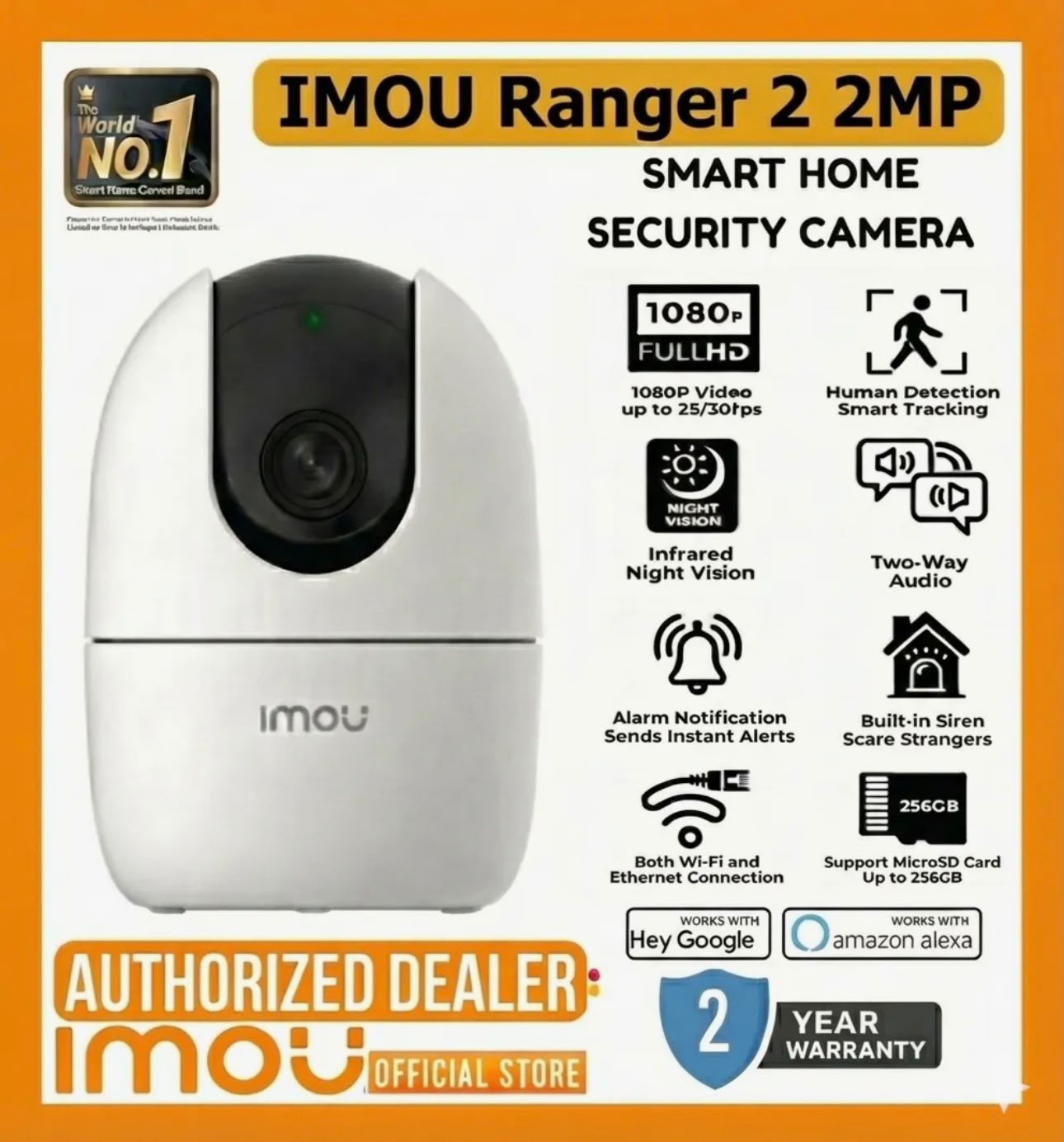 IMOU Ranger 2 2MP Indoor Wi-Fi Security Camera – Night Vision & Two-Way Talk