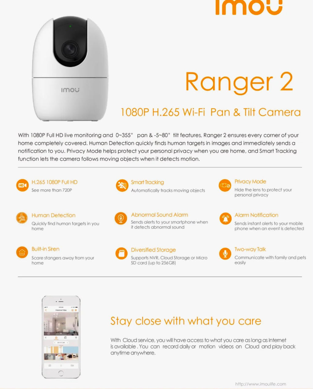 IMOU Ranger 2 2MP Indoor Wi-Fi Security Camera – Night Vision & Two-Way Talk