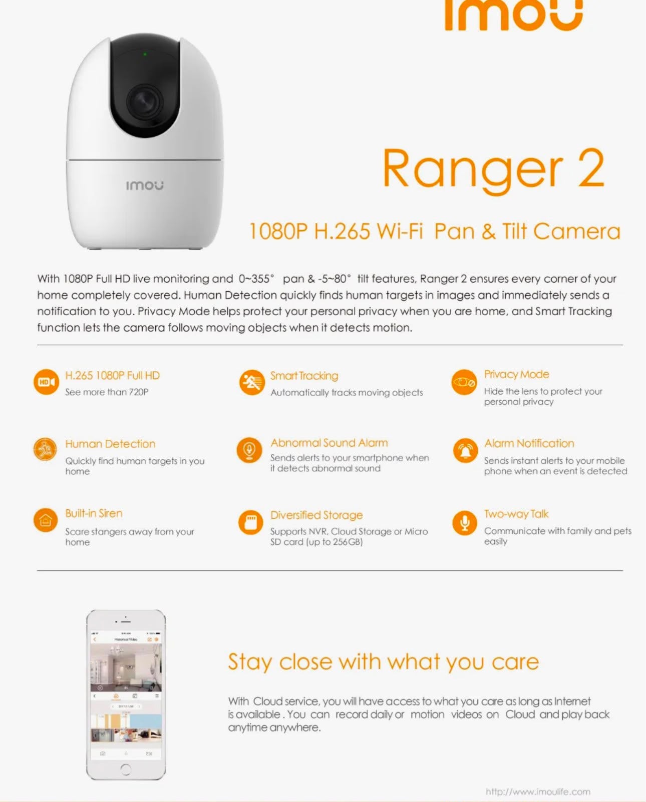 IMOU Ranger 2 2MP Indoor Wi-Fi Security Camera – Night Vision & Two-Way Talk